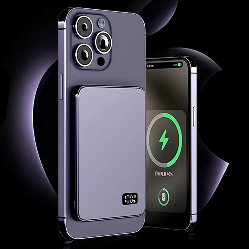 Zadsouk Ultra Thin Magnetic Power Bank - LED Display, Fast Wireless Charging