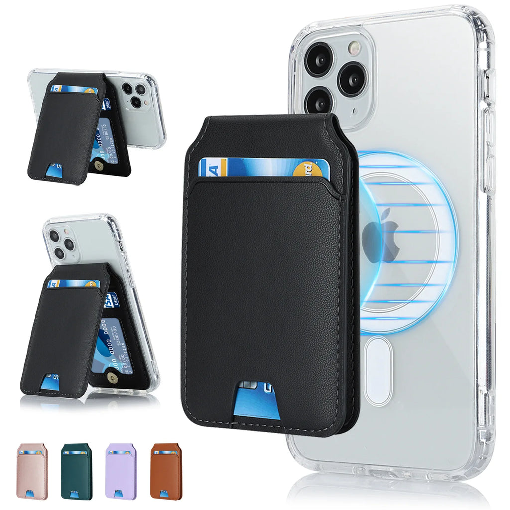 PU Wallet 3 Card Holder for Magsafe, Card Bag, Magnetic Fashion For Magsafe Case Wallet, iPhone 15 14,13 accessory With Gift