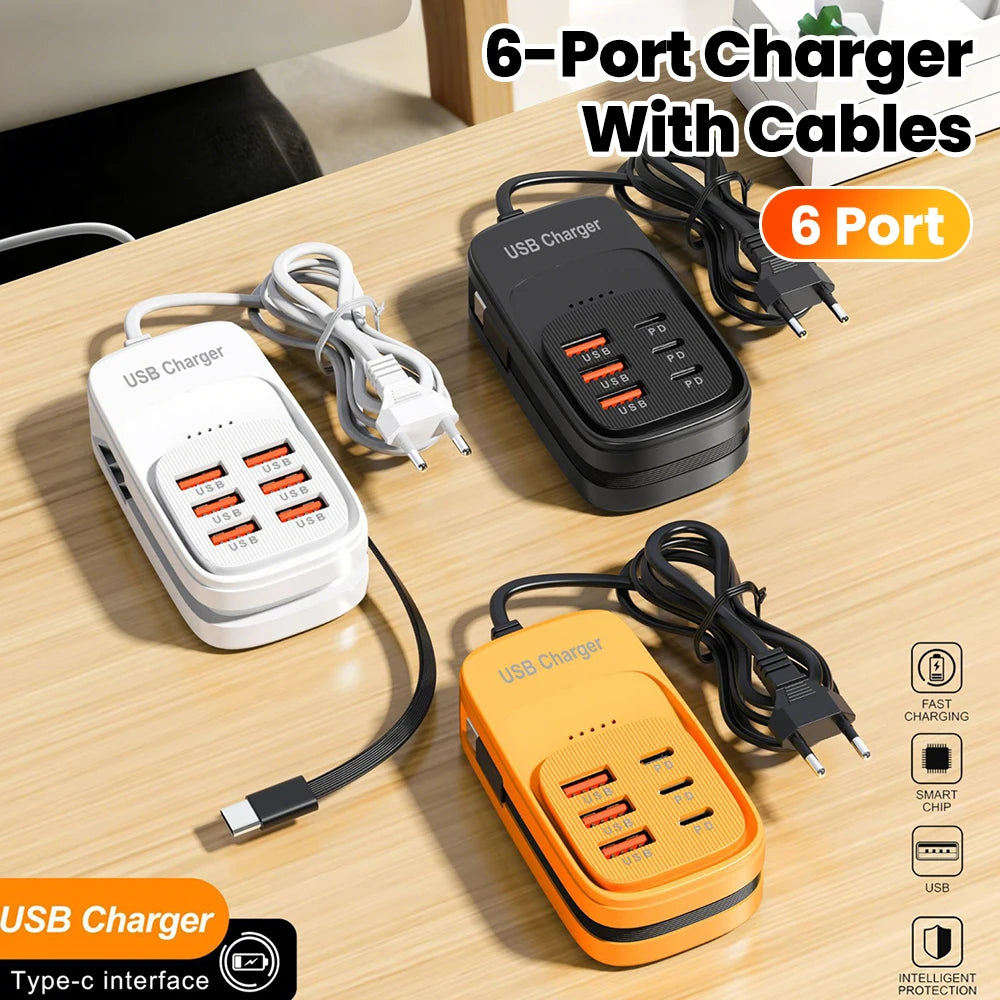 Zadsouk Desktop Power Strip - 6-Port USB Fast Charging Station