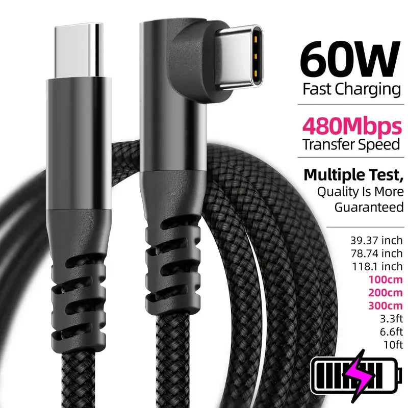 كابل USB C من LAIHONEN قطعة واحدة، 1 متر 2 متر 3 متر 10 أقدام، كابل نقل بيانات USB C وشحن سريع 60 واط PD لجهاز iPhone 15 15Plus 15Pro Max
