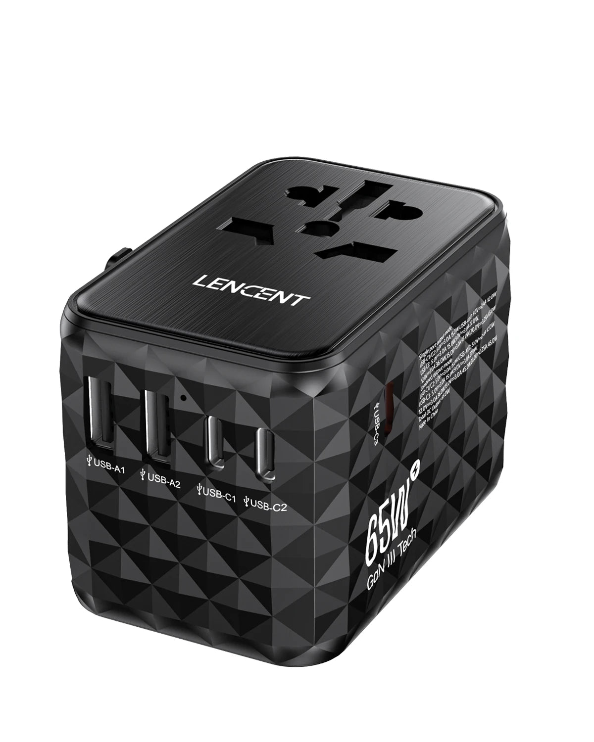 Zadsouk 65W GaN Universal Travel Adapter - Interchangeable EU/UK/US/AUS Plugs, Fast Charging