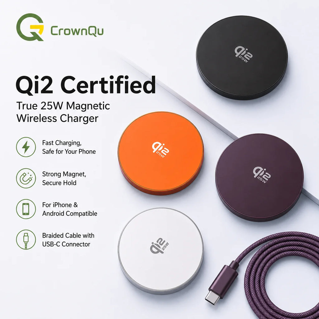 Zadsouk Qi2 25W Magnetic Wireless Charger - MagSafe Compatible Fast Charging