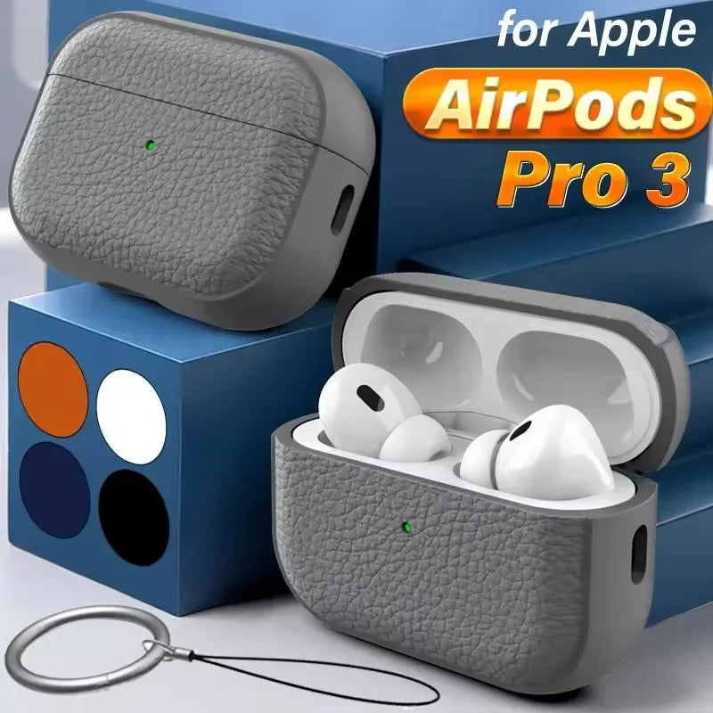 for AirPods Pro 3 Generation Leather Case with Keychain Cover Protective Sleeve for AirPods Pro3 Shockproof Cases Accessories