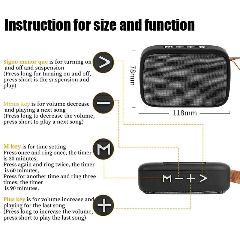 Zadsouk Outdoor Bluetooth 5.0 Mini Speaker - 3D Stereo Surround Sound