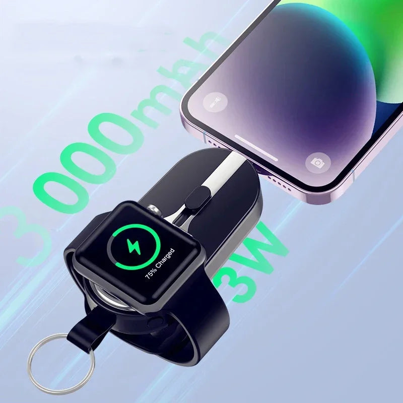 Zadsouk Mini Magnetic Power Bank Keychain - 2-in-1 Wireless Charger for Phone & Watch