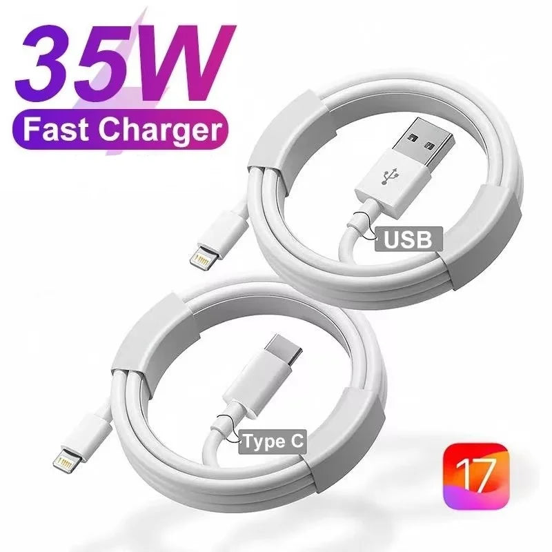 شاحن سريع PD 35 واط USB نوع C لهاتف ايفون 15 14 13 12 11 برو ماكس ميني بلس XR XS كابل بيانات الشحن وملحقاته