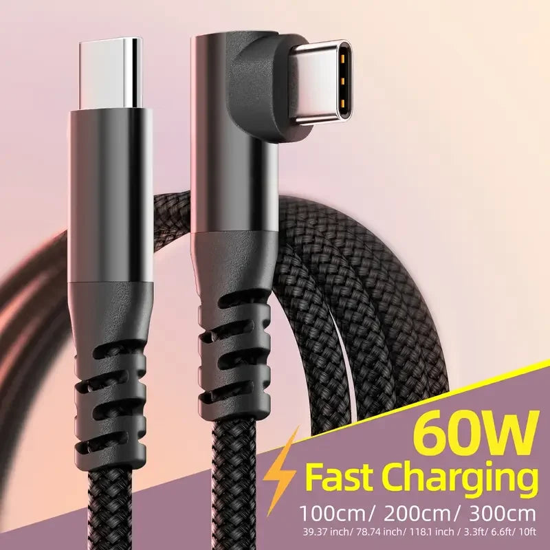 كابل USB C من LAIHONEN قطعة واحدة، 1 متر 2 متر 3 متر 10 أقدام، كابل نقل بيانات USB C وشحن سريع 60 واط PD لجهاز iPhone 15 15Plus 15Pro Max