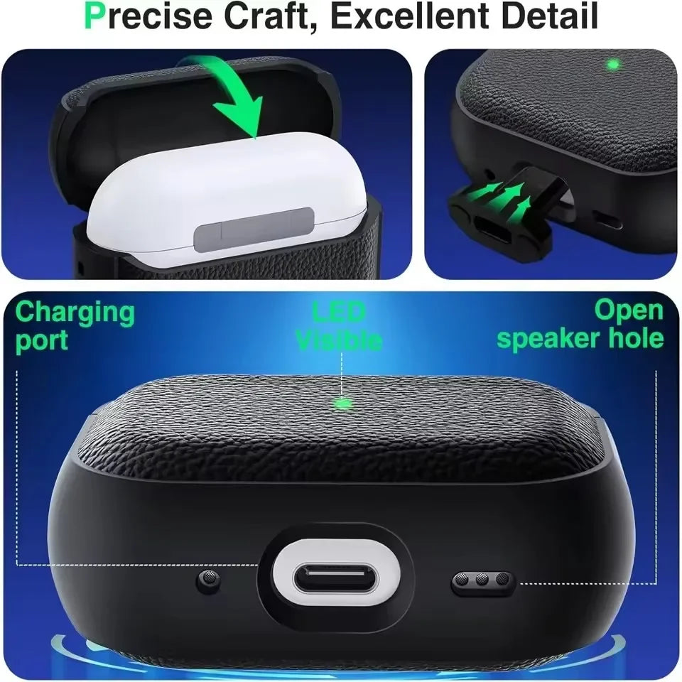 for AirPods Pro 3 Generation Leather Case with Keychain Cover Protective Sleeve for AirPods Pro3 Shockproof Cases Accessories