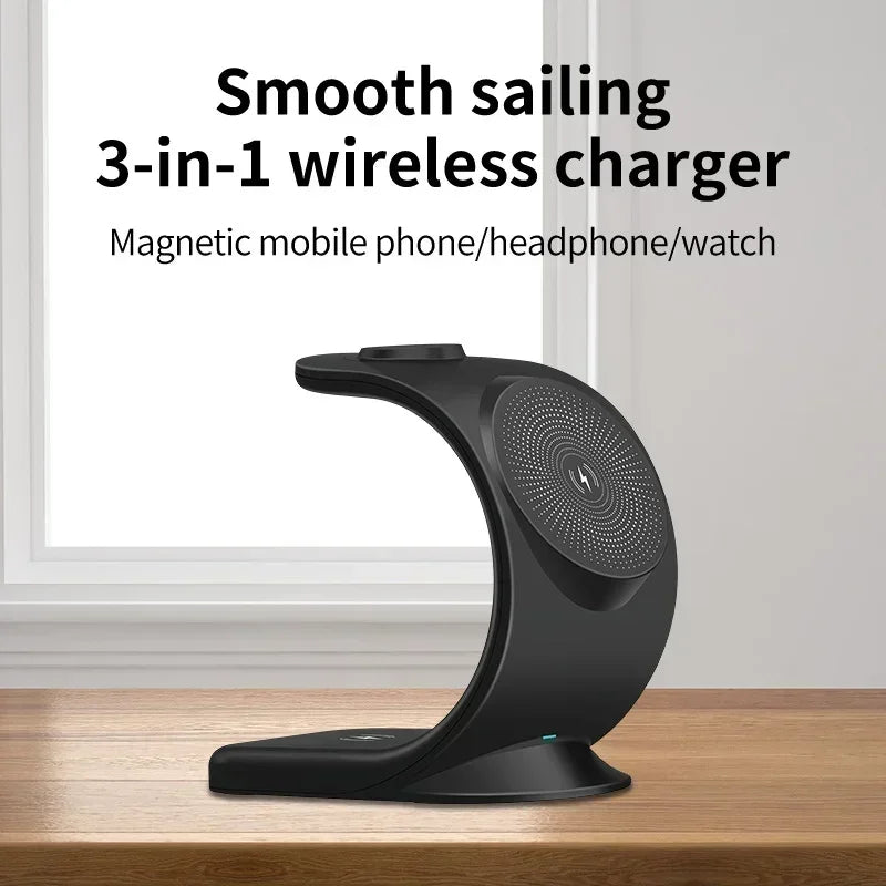 Magnetic Wireless Charger 3 in 1 Fast Charging Station For Magsafe iPhone 17 16 15 14 Pro Max iWatch 10 9 8 7 6 SE AirPods Pro