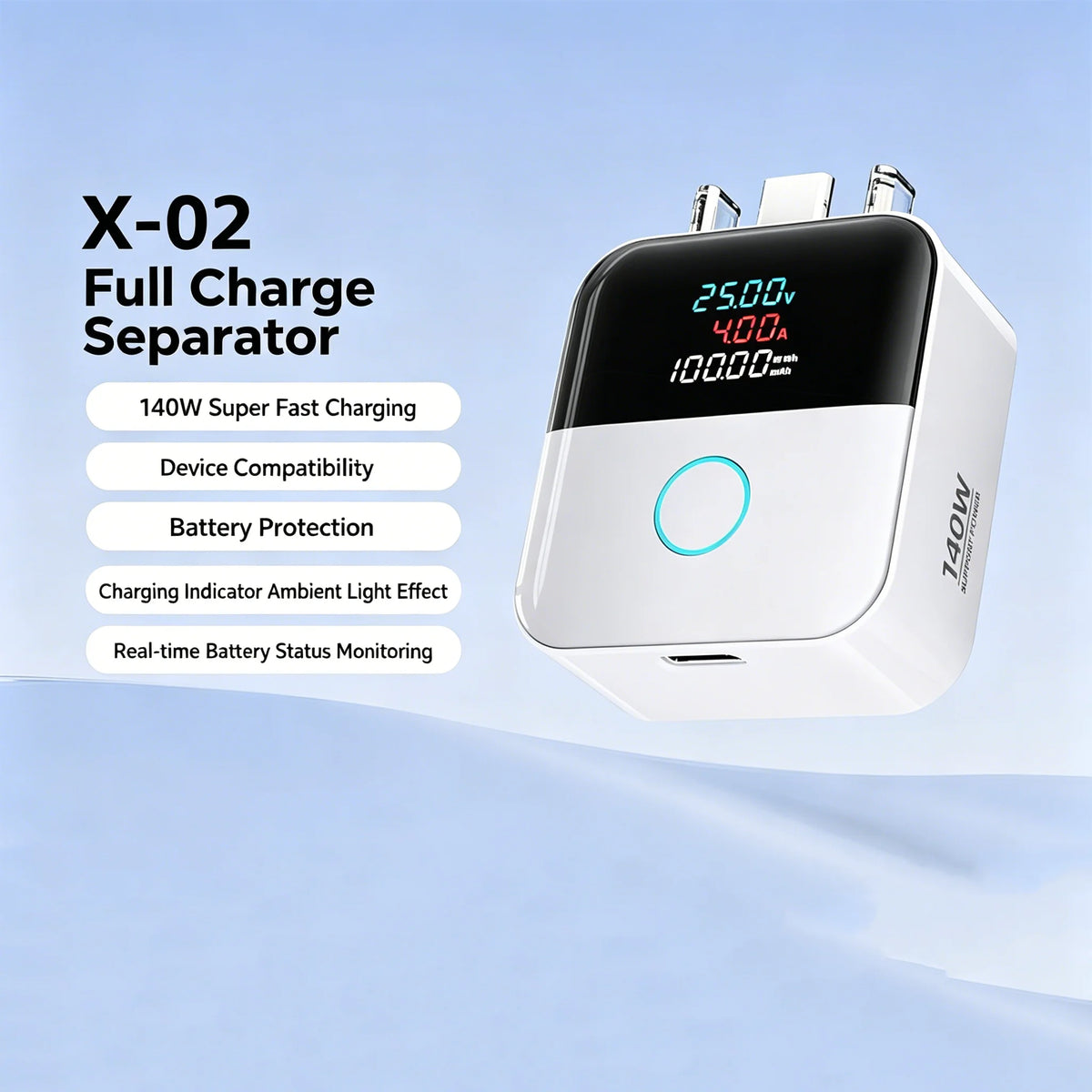 Zadsouk 140W Smart Charging Cable - Digital Display, Auto Shutoff Overcharge Protection