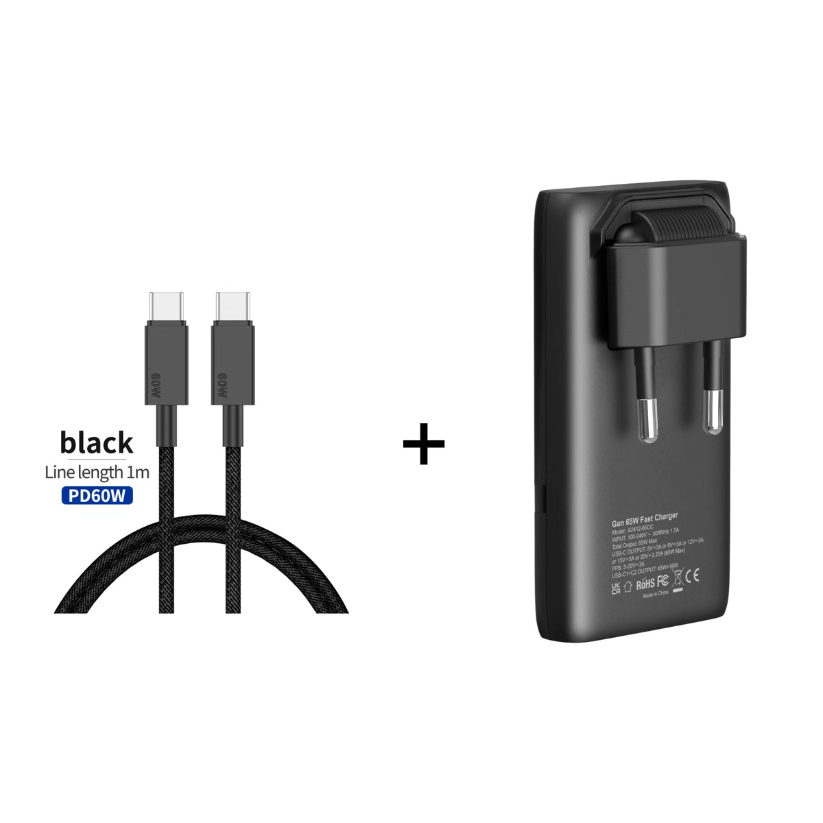 Zadsouk 65W GaN Foldable Wall Charger - USB-C Fast Charging