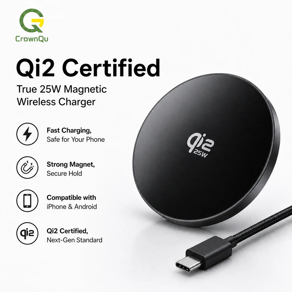 Zadsouk Qi2 25W Magnetic Wireless Charger - MagSafe Compatible Fast Charging