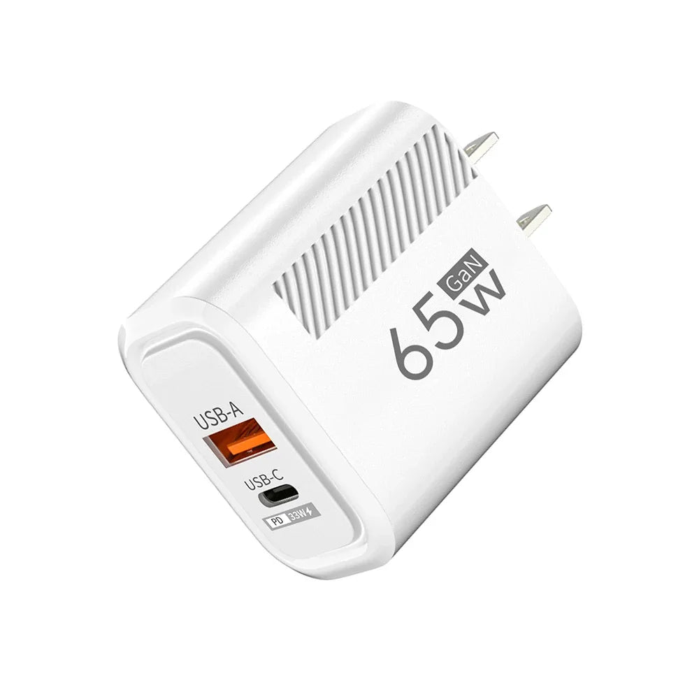 Zadsouk GaN 65W Dual-Port Fast Charger - USB-C and USB-A, EU/US Plug