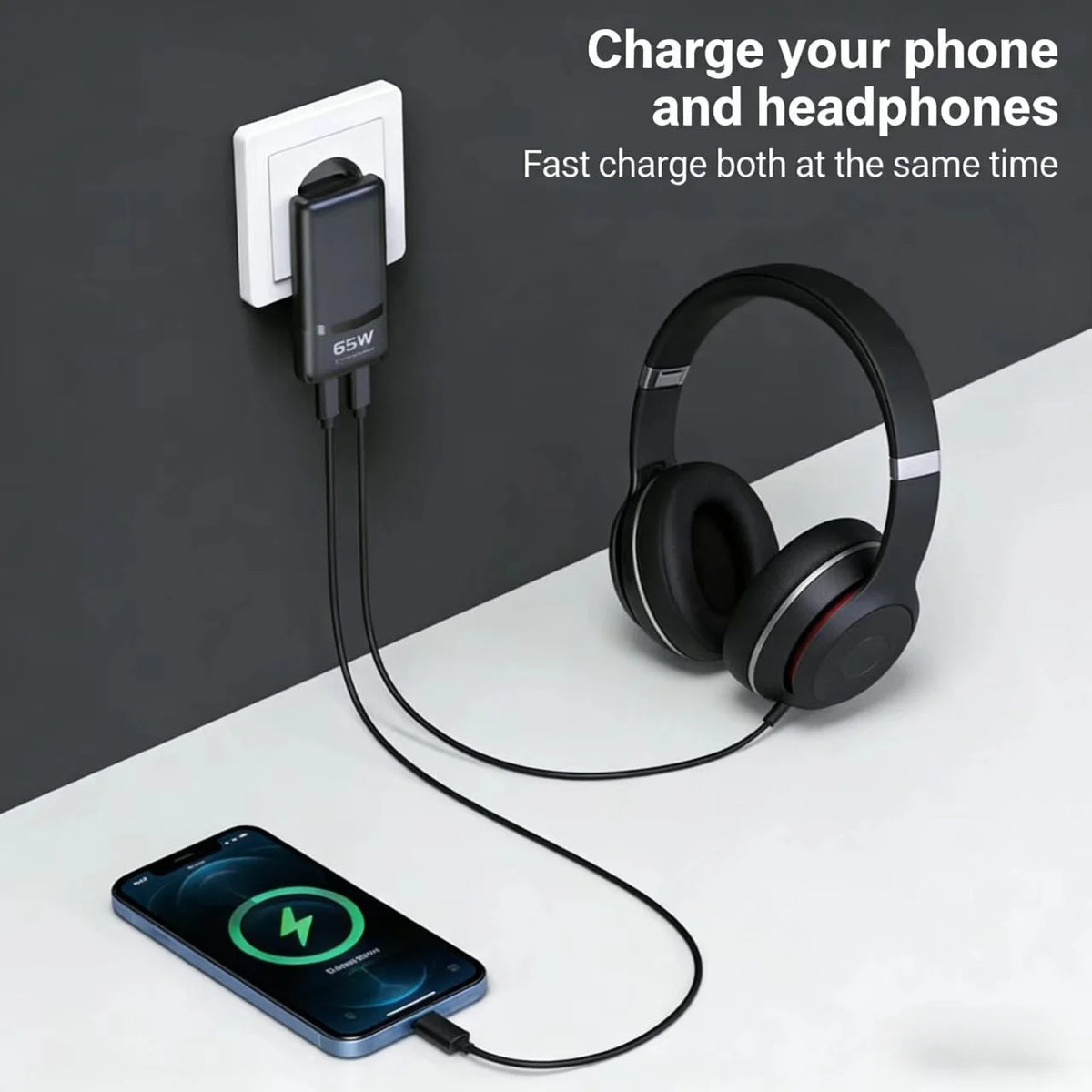 Zadsouk 65W GaN Foldable Wall Charger - USB-C Fast Charging