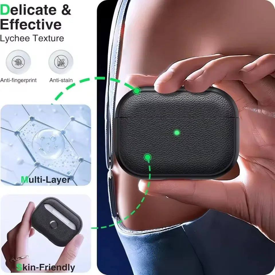 for AirPods Pro 3 Generation Leather Case with Keychain Cover Protective Sleeve for AirPods Pro3 Shockproof Cases Accessories
