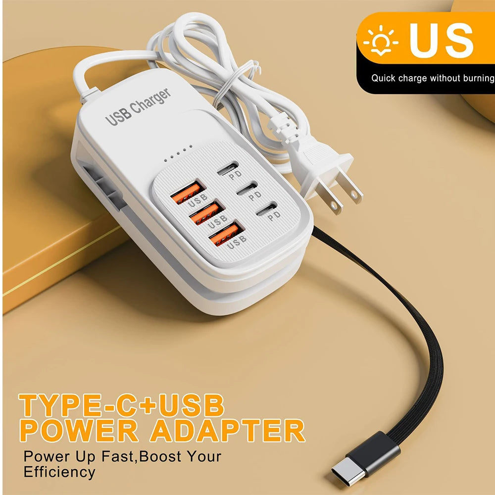 Zadsouk Desktop Power Strip - 6-Port USB Fast Charging Station