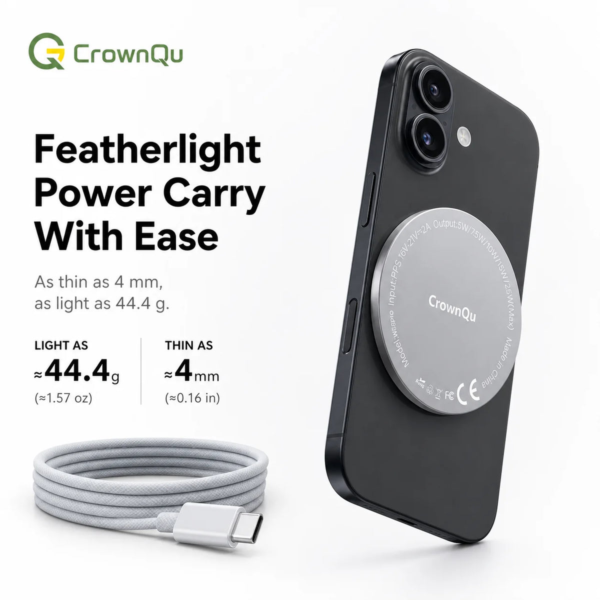 Zadsouk Qi2 25W Magnetic Wireless Charger - MagSafe Compatible Fast Charging