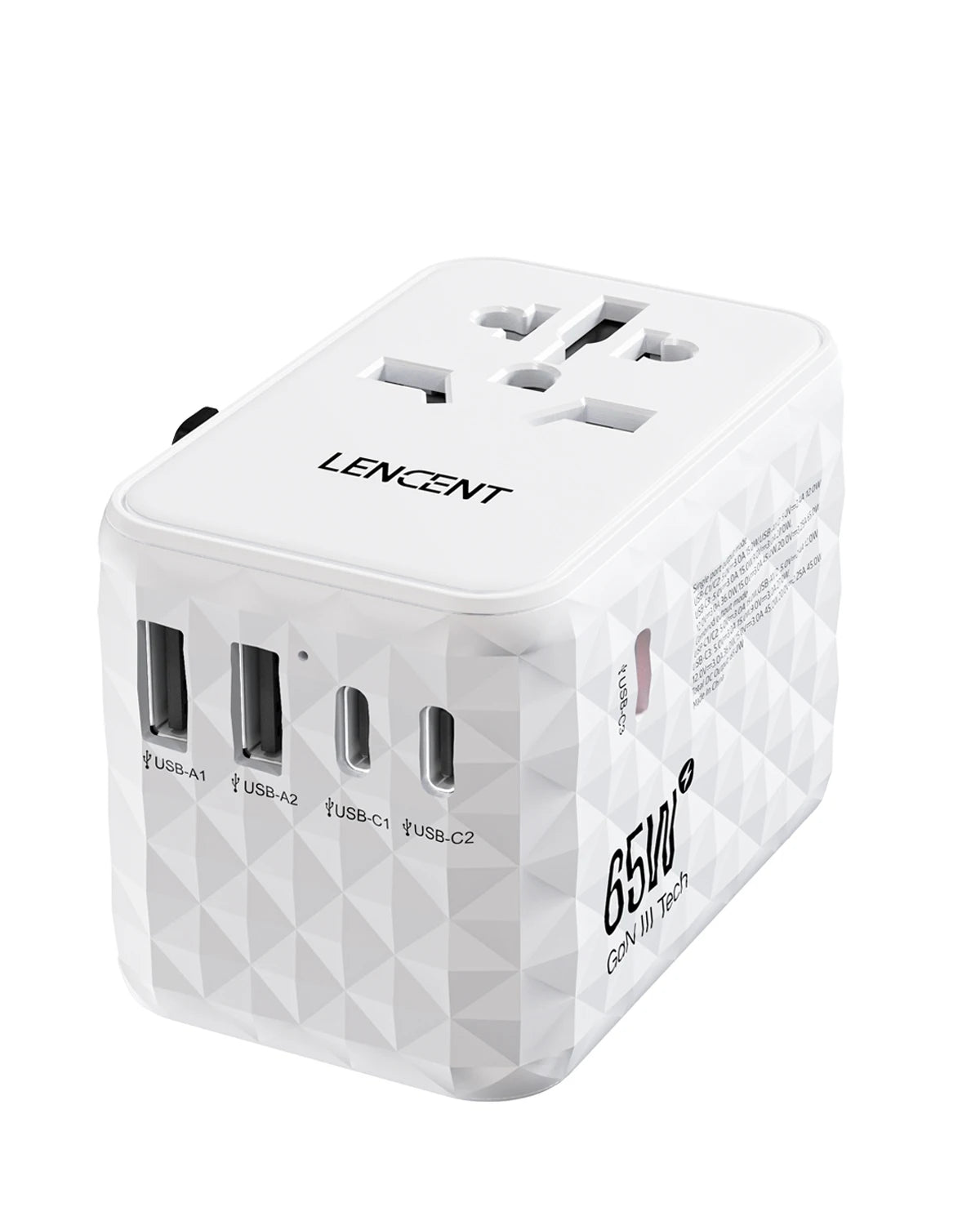 Zadsouk 65W GaN Universal Travel Adapter - Interchangeable EU/UK/US/AUS Plugs, Fast Charging