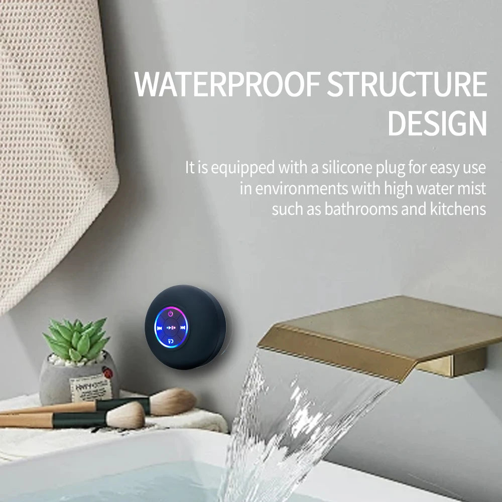 Zadsouk Mini Portable Bluetooth Speaker - Waterproof LED Suction Cup Sound Box