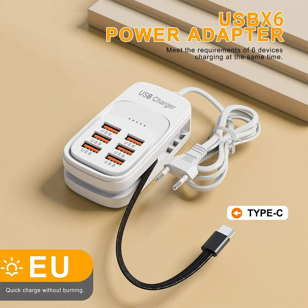 Zadsouk Desktop Power Strip - 6-Port USB Fast Charging Station