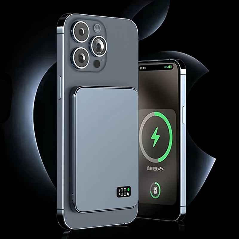 Zadsouk Ultra Thin Magnetic Power Bank - LED Display, Fast Wireless Charging