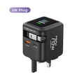 Zadsouk 70W GaN Charger with Display - Retractable USB-C Cable, 3-Port Fast Charging