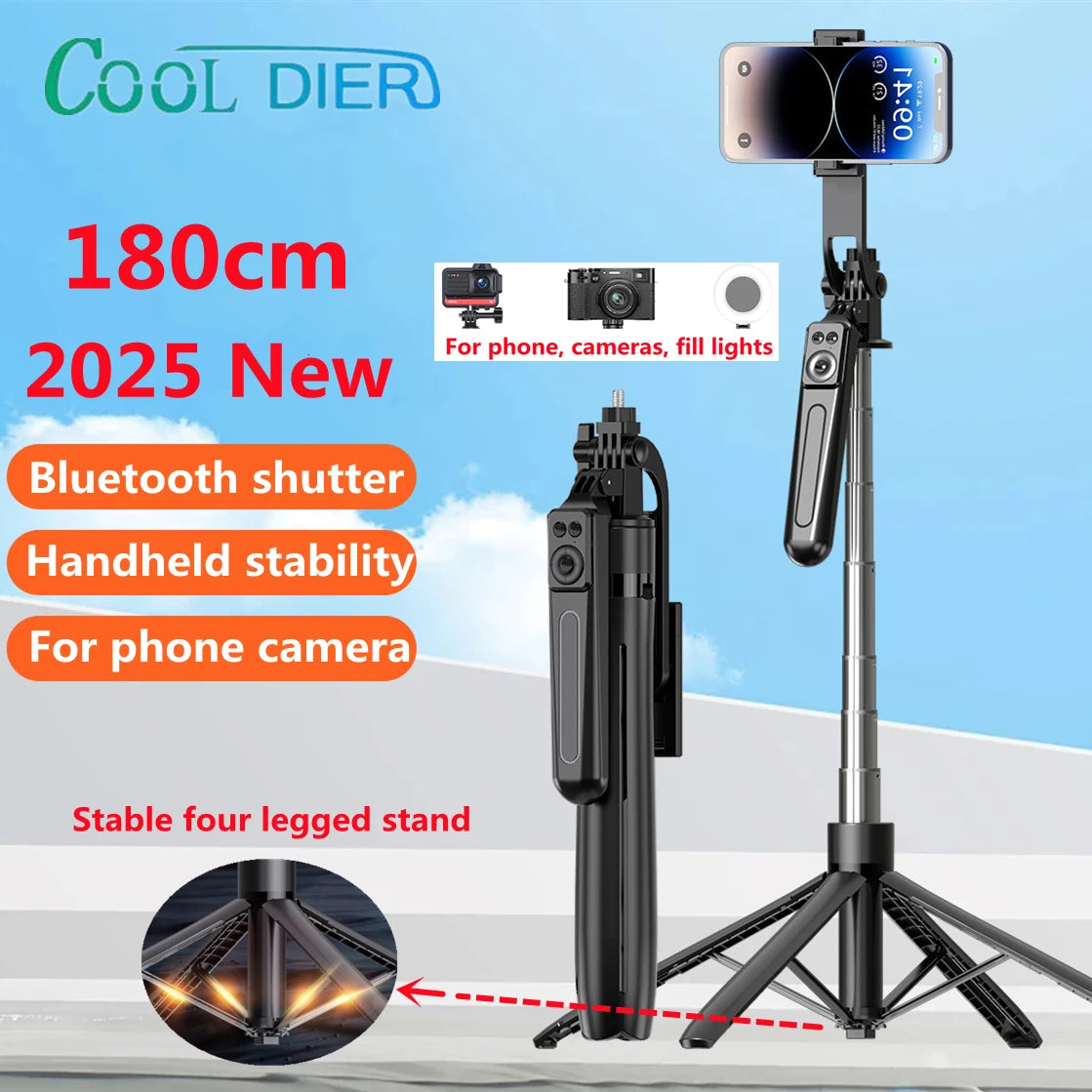 Zadsouk 180cm Foldable Tripod Stand - Bluetooth Shutter Phone & Camera Holder