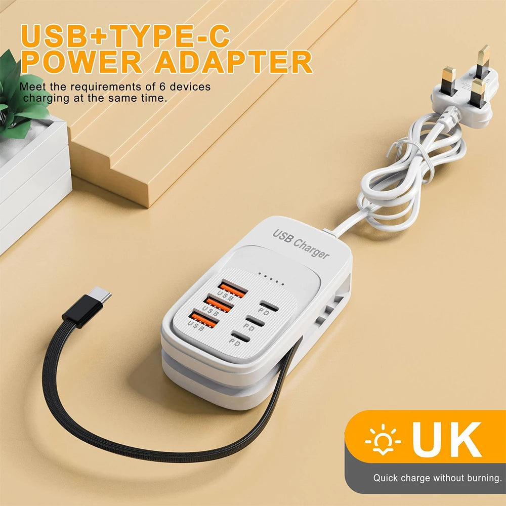 Zadsouk Desktop Power Strip - 6-Port USB Fast Charging Station