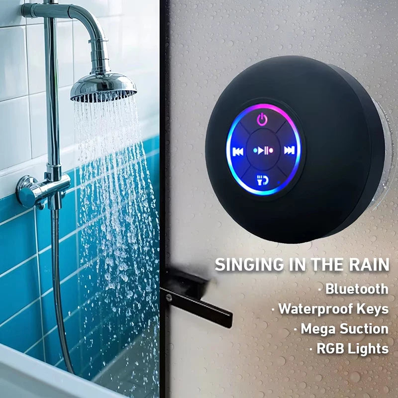 Zadsouk Mini Portable Bluetooth Speaker - Waterproof LED Suction Cup Sound Box