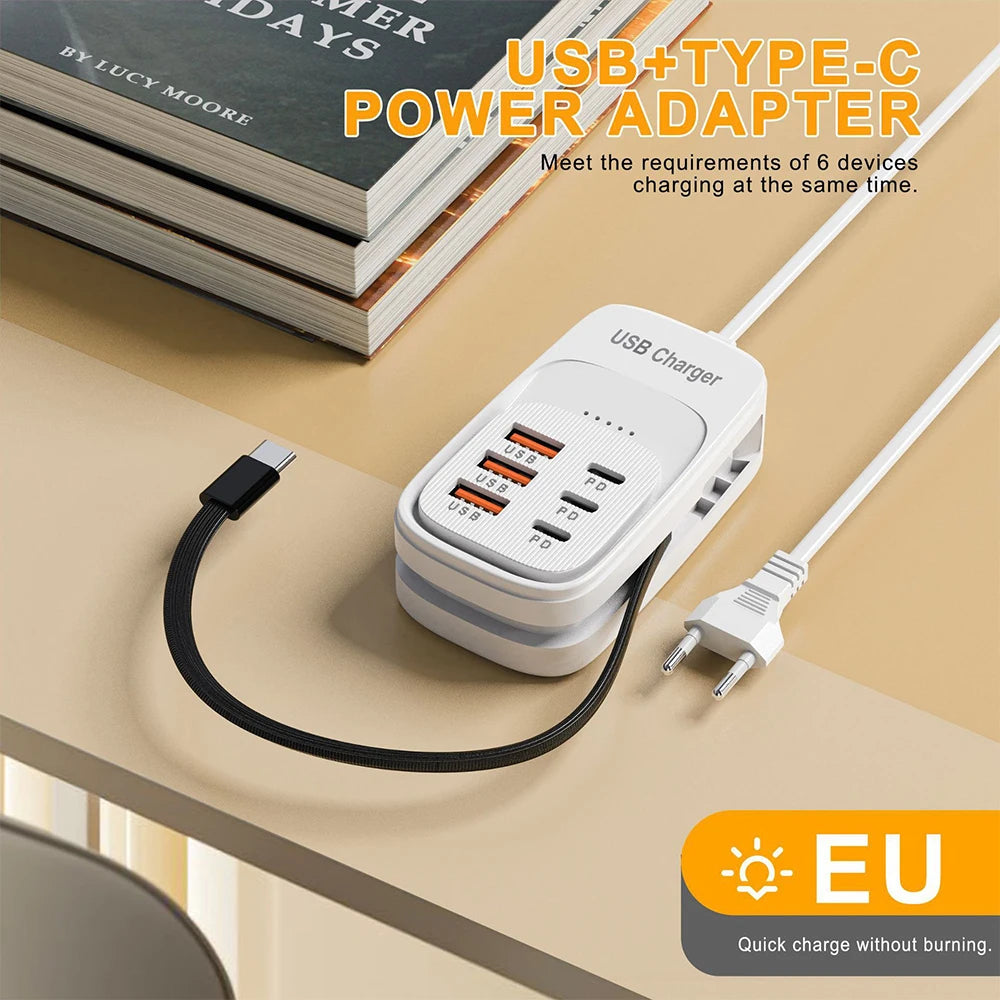 Zadsouk Desktop Power Strip - 6-Port USB Fast Charging Station