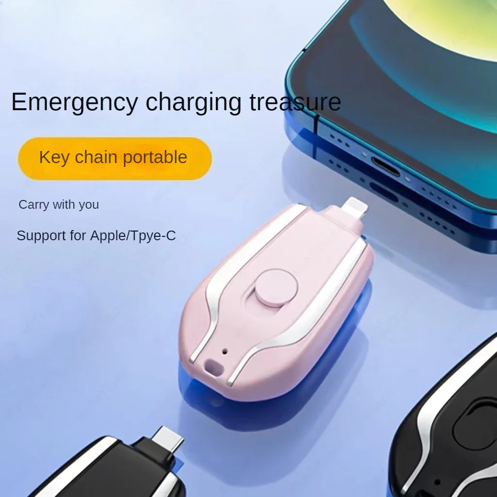 Zadsouk Mini Keychain Power Bank – Portable Emergency Charger for iPhone & Type-C