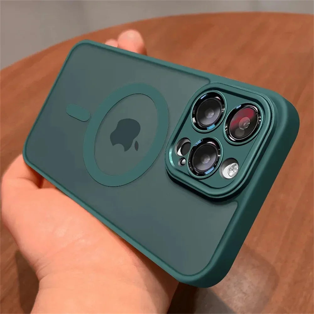 Lens Protection Case For iPhone 11 12 13 Proa Mx mini 15 16 Plus iPhone 16 15 14 Matte Translucent Magsafe Wireless Charge Cover