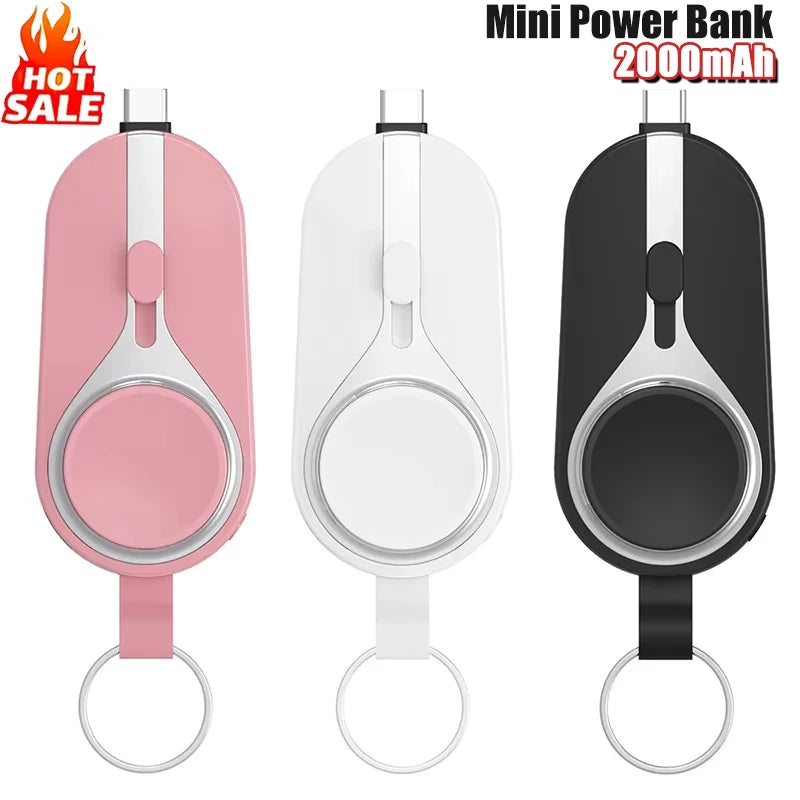 Zadsouk Mini Magnetic Power Bank Keychain - 2-in-1 Wireless Charger for Phone & Watch