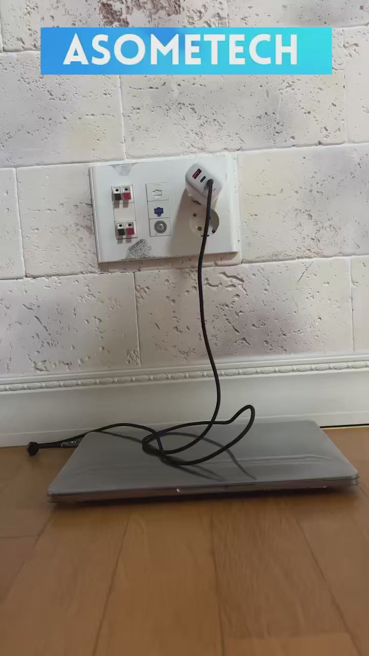 Zadsouk 70W GaN Charger with Display - Retractable USB-C Cable, 3-Port Fast Charging